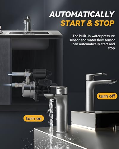 Hanchen 3/4 HP Shallow Well Pump with Pressure Tank, Automatic Booster System, Self-Priming Stainless Steel Jet Pump with Water Flow Switch Water Pressure Switch