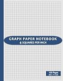 4 Squares per Inch Graph Paper Notebook: 4 x 4 (1/4-Inch) Grid Ruled Graphing Pad | Large 8 ½” x 11”, 120 Pages - Blue