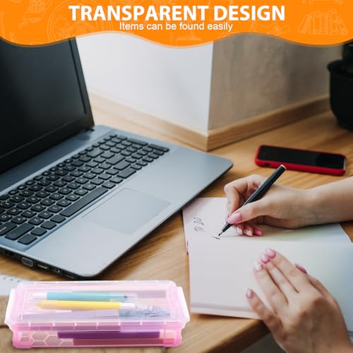 Image of Gueevin 24 Pcs Large Capacity Plastic Pencil Box Clear Plastic Pencil Case Crayon Box with Snap Tight Lid Watercolor Pen Storage Brush Organizer Drawing Tools Container (Fresh Color)