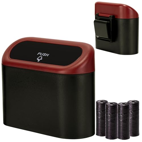 Cubo de basura para coche Ginsco mini contenedor negro con tapa hermética de plástico ABS