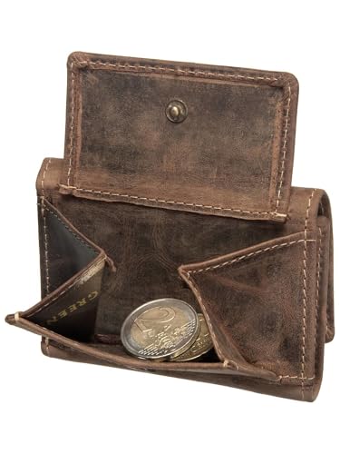 Greenburry Vintage Mini Portmonee skórzany portfel XXS brązowy | 10 x 7,5 cm, brązowe siodło, Einheitsgröße, portfel mały