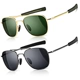 SUNGAIT Military Occhiali da sole da uomo Stile Pilota polarizzati- Baionetta Templi