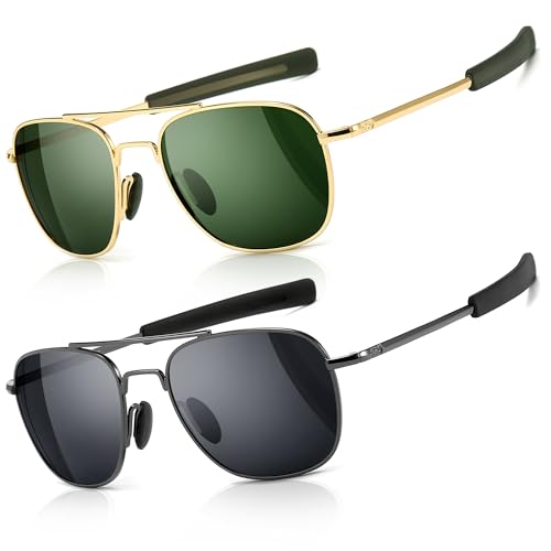 SUNGAIT Herren Militär Sonnenbrille Polarisierte Pilot Style - Bajonett-Tempel A285QKYS-DE