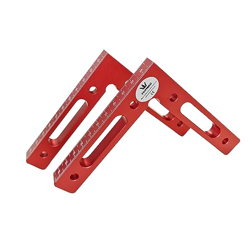 TOPWAY 2pcs 90 Degree Positioning Squares, 4.7 x 4.7 (120x120mm) Aluminium Alloy Corner Clamping Ruler, Right Angle Clamps Woodworking Carpenter Tool