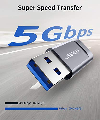 JSAUX USB C to USB 3.0 Adapter(2 Pack), Type C Female to USB A Male Adapter, USB C 3.1/3.0 Converter Support Data Transfer & Stable Charging for Laptop, Chargers, iPhone 16 15 14