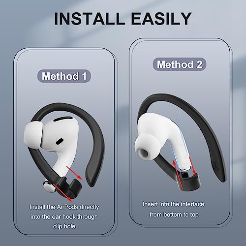ICARERSPACE 2 Pairs AirPods Ear Hooks for AirPods Pro 2, AirPods Pro, AirPods 4, 3, 2 & 1, Upgraded Anti Slip Sports Clip Hooks for AirPods 1, 2, 3, 4,Pro, Pro 2 – Black by ICARERSPACE - Image 5