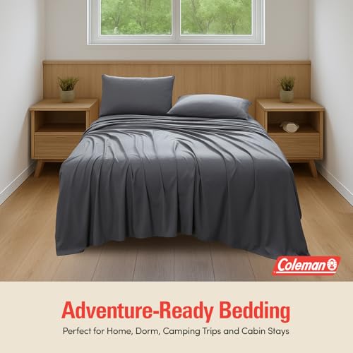 Image of Coleman Full Size Sheets - Durable Home Bedding with Outdoor Heart, Stylish & Reliable for Bedroom or Cabin - Premium Solid Color, Built for Comfort, Style & Occasional Outdoor Use, Gray