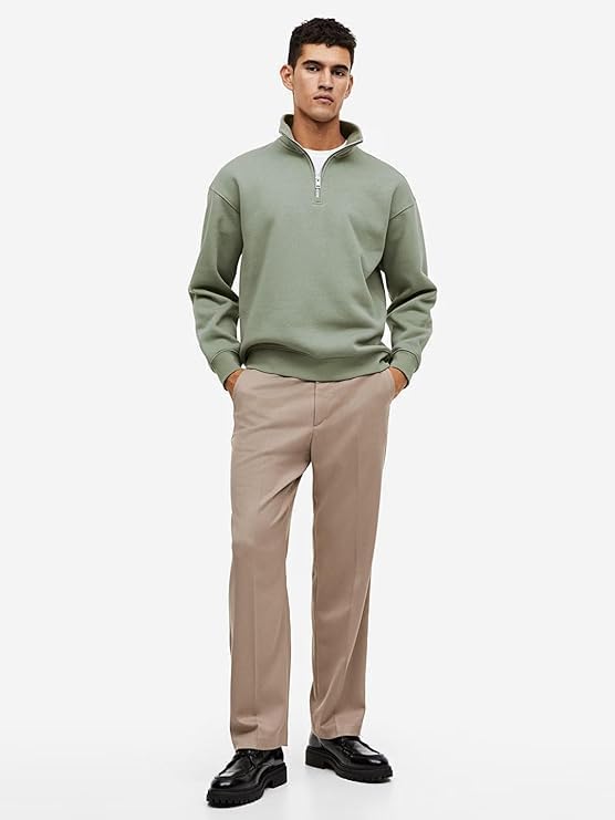 Image of Solid Oversized Halfzipper Long Sleeves Sweatshirt for Men's