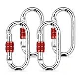 XHMAXE Ovale Spiralkarabiner Karabinerhaken M10, 25 kN, Rot, 4 Stück