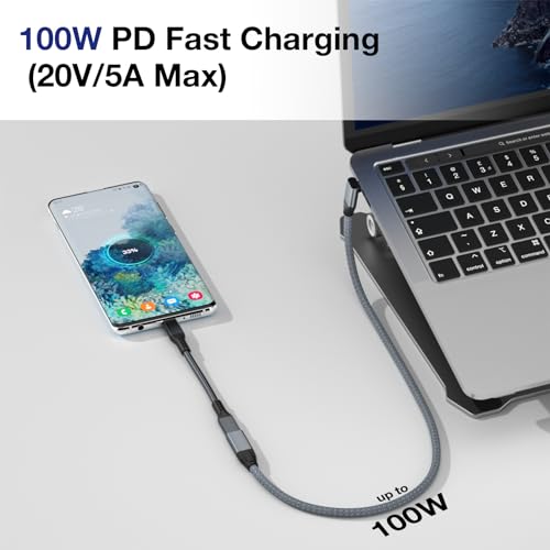 UseBean 90 Degree USB C Extension Cable 0.3m, Up&Down PD 100W USB 3.2 Gen2 20Gbps Type C 3.2 Male to Female 4K Video Cord - Image 4