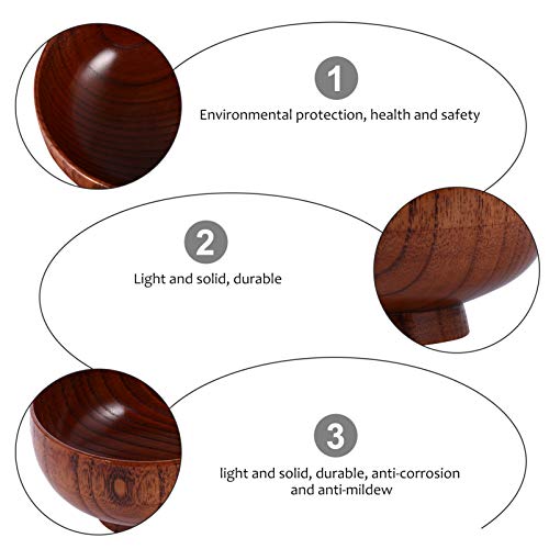 BESPORTBLE Tigela de madeira maciça estilo japonês para crianças pequenas, utensílios de mesa para s