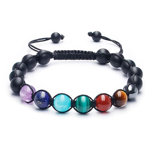 7 Chakra Bracelet with Real Stones Healing Crystal Stone Beads Bracelets Chakra Bracelet for Men and Women Yoga Crystals Beaded Bracelets for Meditation Relax
