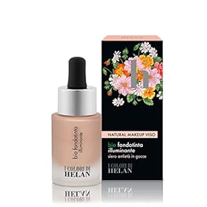 Helan, Base de maquillaje Bio Iluminadora, Efecto resplandeciente, textura hiperfluida y ligera, apta para todo tipo de pieles, color Medio