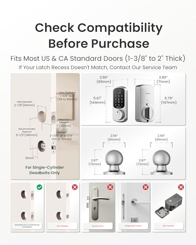 Image of DESLOC B200 Fingerprint Smart Lock with 2 Knobs, Keyless Entry Front Door Lock Set, Electronic Keypad Deadbolt, App Control, Auto Lock, Long Battery Life,Silver