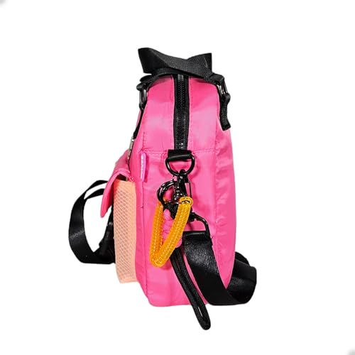 Bolsa Luluca com Chaveiro, Resistente à Água, Nylon, com Bolso Frontal (Rosa)