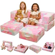 Cvortll Modular Kids and Toddler Play Couch, Convertible Folding Sofa, 3-in-1 Convertible Toddler Play Couch with High-Density Foam for Playroom & Bedroom Furniture for Boys Girls, Rainbow