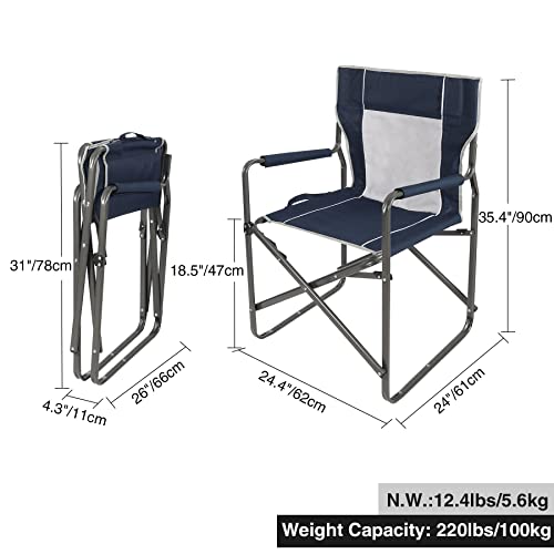 Stonehomy Steel Folding Director Chairs For Adults Heavy Duty, Portable Lightweight Camping Chair Outdoor Indoor For Patio Lawn Travel Sports Fishing, Navy Blue #TOP2