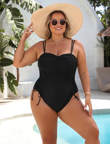 Blooming Jelly Women Plus Size One Piece Swimsuit Tummy Control Bathing Suit Ruched Drawstring Swim Suit Modest Swimwear3