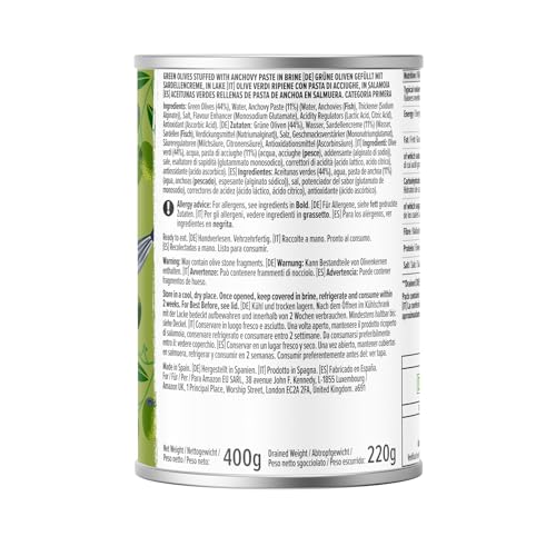 by Amazon Green Olives Stuffed With Anchovies, 400g