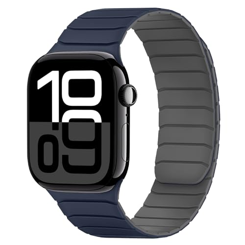 Tasikar Magnetic Silicone Apple Watch Band (38–42mm, Dark Blue-Grey)