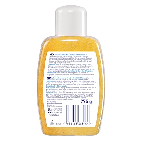 Scholl Fußbad Vitalisierend - Fußpflege Bad mit natürlichen Salzkristallen und Urea - Badezusatz für Fußbäder - mit Deo-Aktivwirkstoff - für alle Hauttypen - 275 g
