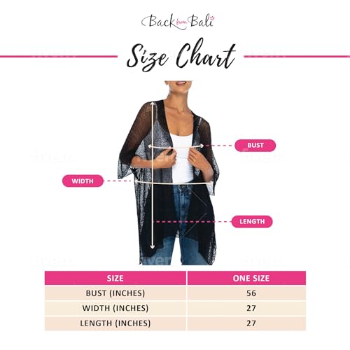Back From Bali Womens Sheer Long Cardigan Lightweight Mesh Knit Kimono Duster ¾ Sleeves Shrug with Curved Hem3