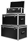 Außenmaße (Breite x Höhe x Tiefe): 47 x 22 x 26 cm (kleine Box) / 68 x 32 x 31.5 cm (mittlere Box) / 73 x 36.5 x 38.5 cm (große Box)