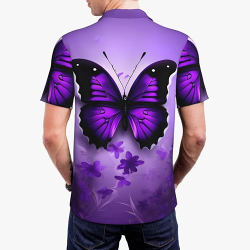 Polo décontracté imprimé papillons violet parfait pour l'été - 5