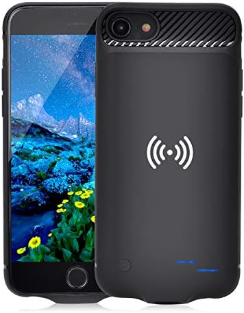 WUEOO Qi Battery Case for iPhone 6 6S 7 8, 3800mAh Portable Wireless Charging Battery Extra Battery External Battery Case Battery Rechargeable Power Bank Battery Case for iPhone 8/7 / 6S / 6