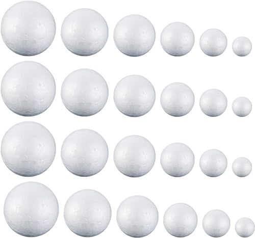 FWEEK 120 palline di polistirolo bianche in 6 misure, palline in schiuma per bricolage, palline in polistirolo, palline fisse per lavori fai da te, progetti scolastici, casa, Natale, Pasqua,