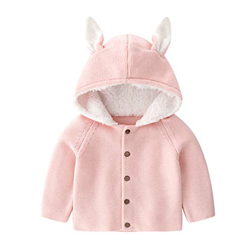 Ding-dong Baby Kid Boy Girl Knitted Button Rabbit Hooded Outwear Cardigan