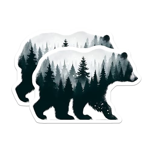 (2 Pack) Bear Forest Stickers - Nature Stickers - Wildlife Stickers - 5
