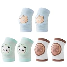 SUJAYU Baby Knee Pads for Crawling, 3 Pairs Breathable Knee Pads for Kids Toddler Knee Pad, Soft Baby Helmet for Crawling Walking, Rodilleras Para Bebe Blue+Yellow+Brown