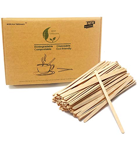 1000 PCS Bâtonnets en bois pour le café 5.5", Bâtonnets jetables en bois de bouleau pour le café et les cocktails.agitateurs à café et à thé. Bâtons pour l'artisanat Cover