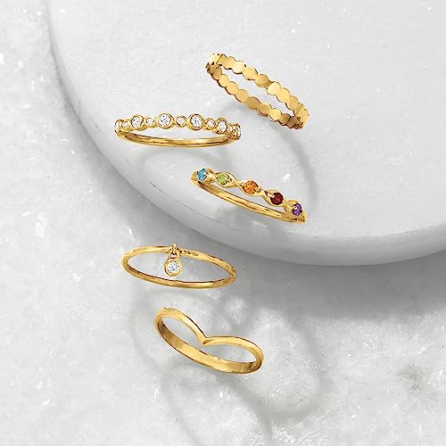 Rs Pure By Ross-Simons 14Kt Yellow Gold Bezel-Set Diamond Accent Charm Ring. Size 8 #TOP3