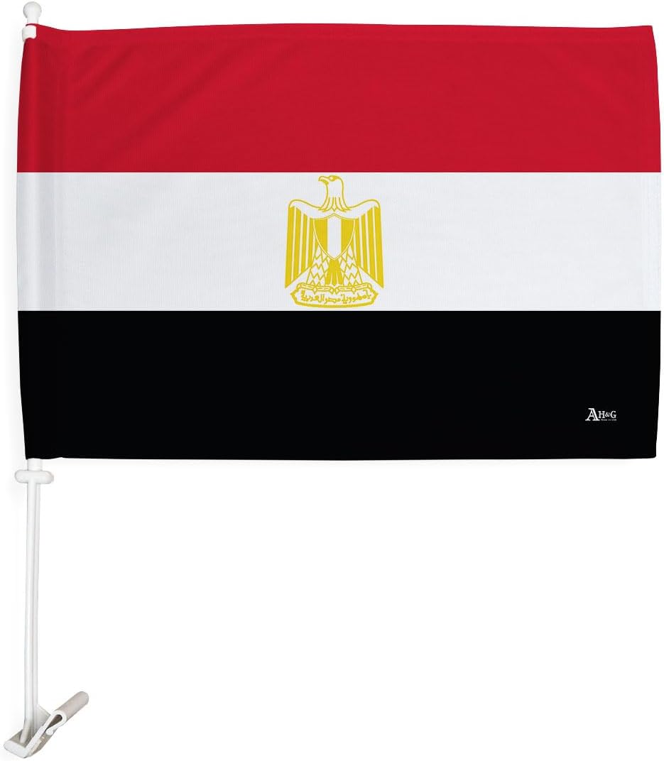 Team Egypt Car Flag Bandera para Carros De Egyptian Decor for Window Clip Mount Auto Accessories Sport Fan Gifts League Olympics Party Supplies Patriotic Decorations Made in USA