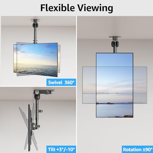 MOUNTUP Flip Down Ceiling TV Mount for 13-40" TVs, Full Motion TV Bracket with Height Adjustment, 360° Swivel & Rotate, Fits Flat & Slanted Ceilings, Max VESA 200x200mm, Up to 22 lbs, MU0049-L - Thumbnail 7