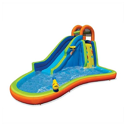 Banzai Big Blast Water Park, Length: 14 ft 5 in, Width: 10 ft 7 in, Height: 7 ft 11 in, Inflatable Outdoor Backyard Water Slide Splash Bounce Climbing Toy