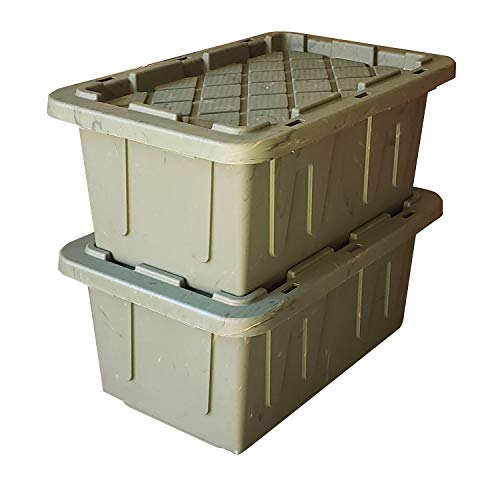 Homz 15 Gallon Storage Tough Tote, Camo Green, 2 Pack #TOP1