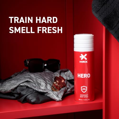 Image of HRX Hero Deodorant Body Spray - Fresh Woody Men's Deodorant - Body Spray for Men with Pink Pepper, Spearmint, Sandalwood Notes - 200 ml