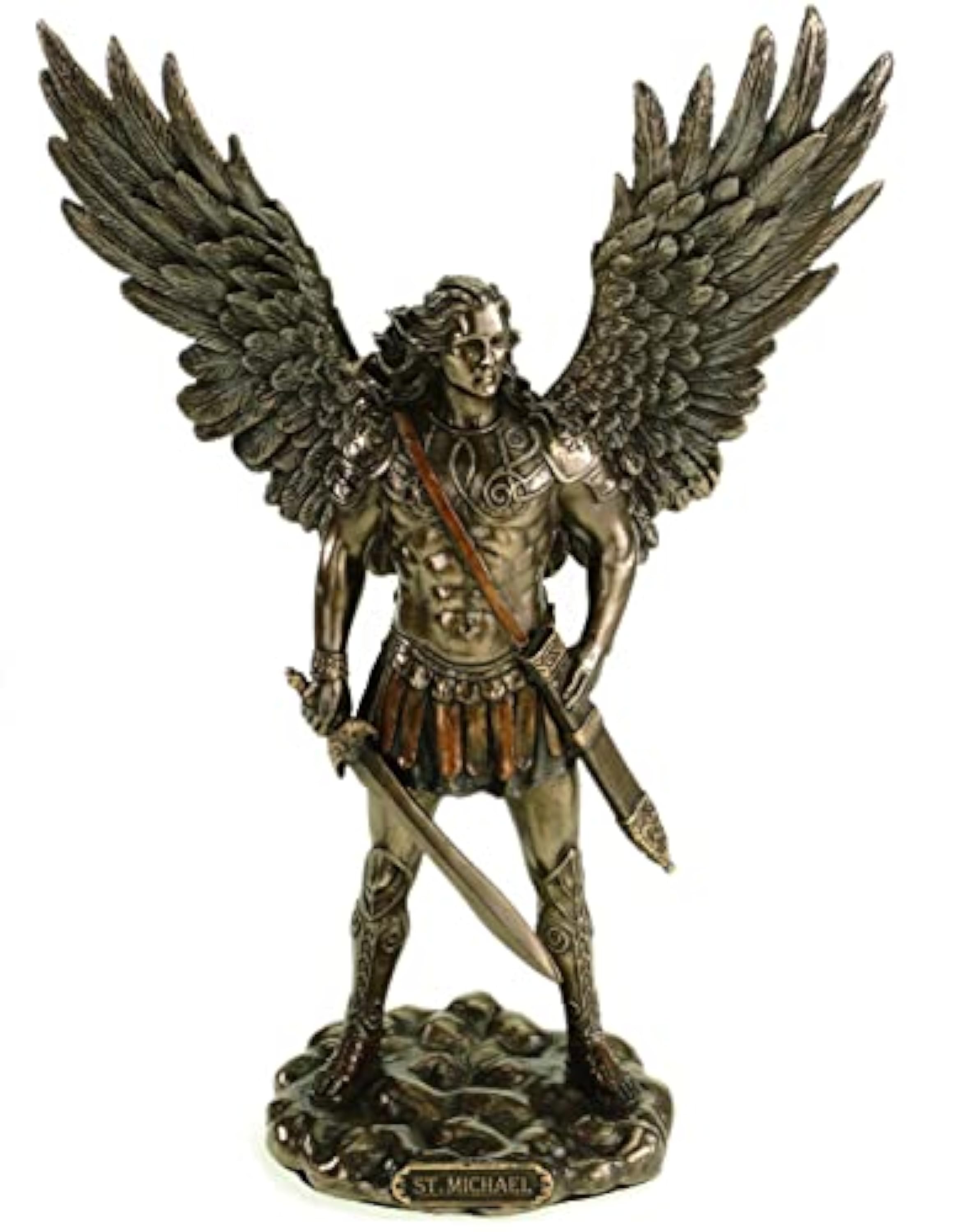 Veronese Design 708-7496 Arcángel Miguel con Espada bronceada Escultura Estatua Figura ángel ángel Figura