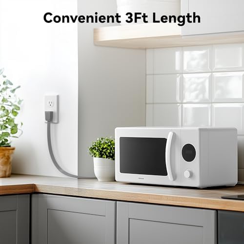 BN-LINK 91.4cm(3피트) 가전제품 연장 코드 15암페어 튼튼한 전원 코드, 14/3 SPT-3, 3프롱 접지 플랫 플러그, 실내 에어컨, 냉장고 및 모든 주요 가전제품용 — 사진 6