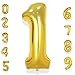 AULE 40 Inch Big Gold 1 Balloon Number Large Foil Helium Number Balloons 0-9 Jumbo Giant Happy 1st Birthday Party Decorations for Boy or Girl Huge Mylar Anniversary Party Supplies