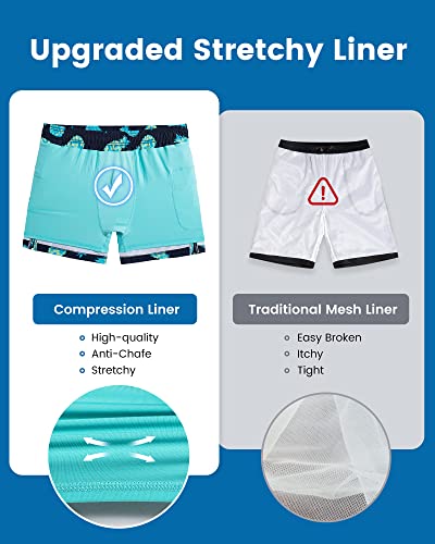 Image of maamgic 5inch Mens Swim Trunks with Compression Liner 2-in-1 Swimming Shorts Stretch Quick Dry with Zipper Pockets