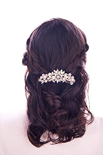 Hapibuy Crystal Wedding Hair Comb Bridal Hair Comb Pearl Wedding Headpiece Silver Hair Accessories #TOP6
