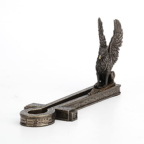 Veronese Design Porte-encens Griffin Ankh égyptien en résine sculptée à la main en bronze peinte à la main 14 cm Cover