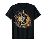 Vintage Celestial Sun Moon Flower Astrology Moon Phases T-Shirt