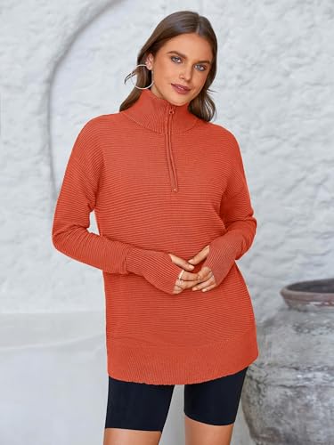 Image of PRETTYGARDEN Womens Long Sleeve Quarter Zip Pullover Sweater