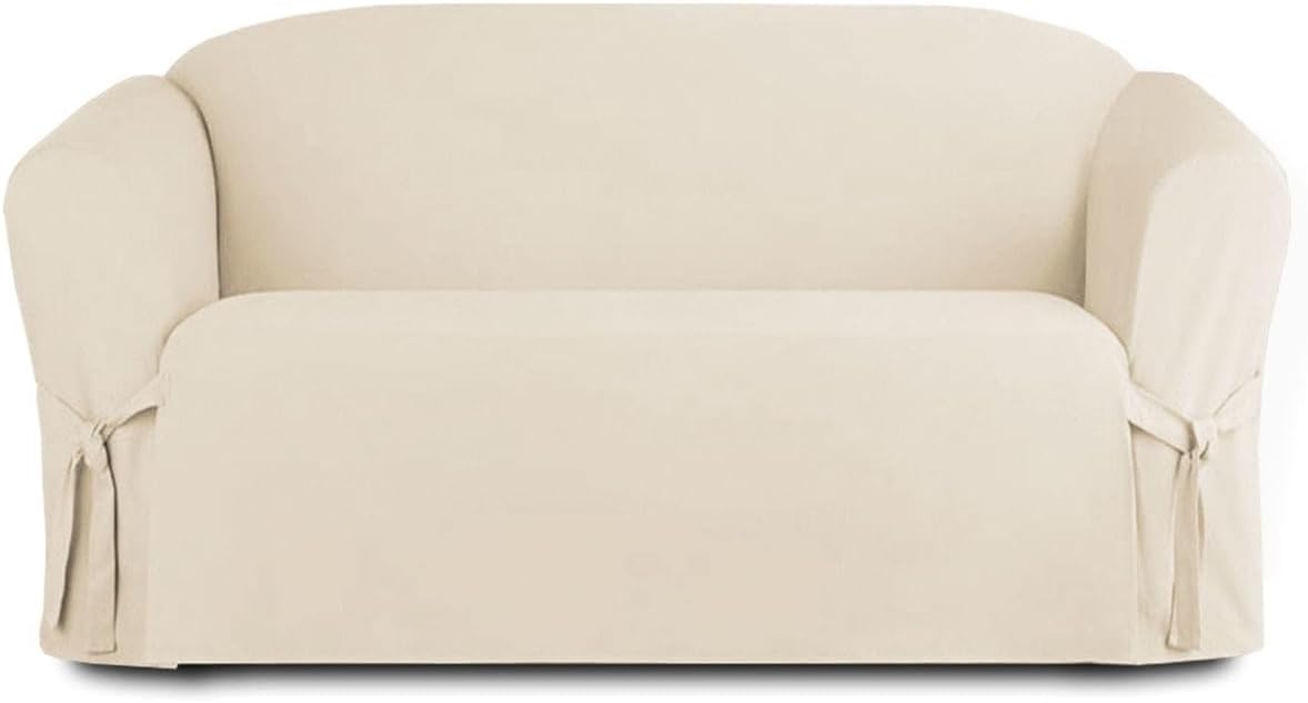 Linen Store Microsuede Slipcover Furniture Protector Cover, Perfect for Pets, Black, Loveseat