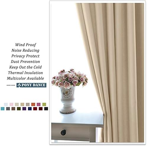 PONY DANCE Window Curtains for Kitchen Eyelet Block Out Curtains Short for Full Shades Window Treatment for Night Shifts Good Sleep/Nap, W 52 x L 36 in, 2 Pieces, Biscotti Beige